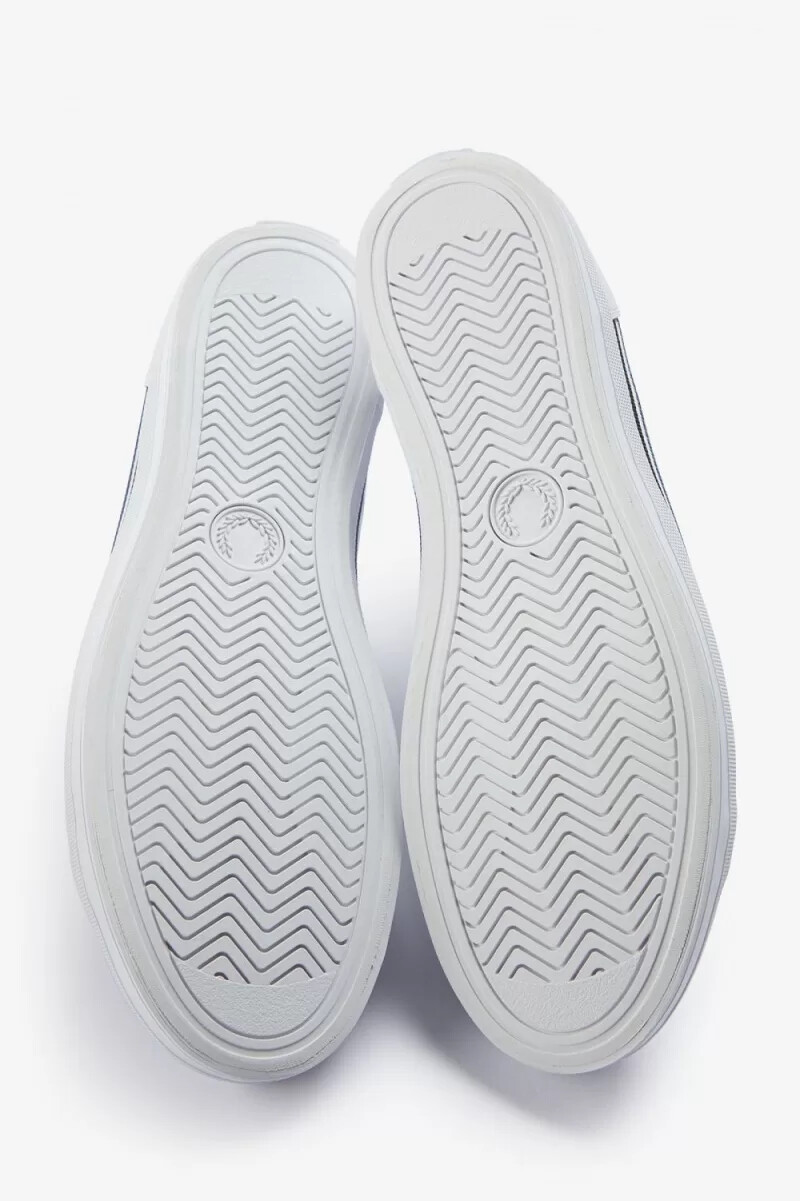 fred perry perforierte baseline herren-tennisschuhe weiß mitternachtsblau