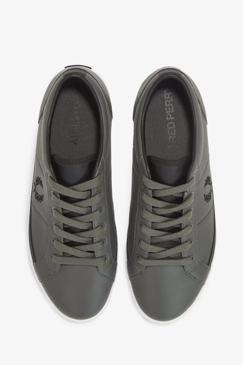 fred perry perforierte baseline herren-tennisschuhe feldgrünschwarz