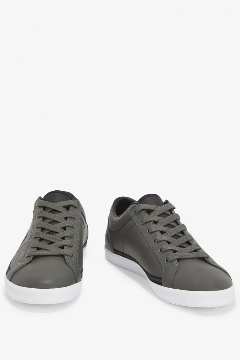 fred perry perforierte baseline herren-tennisschuhe feldgrünschwarz