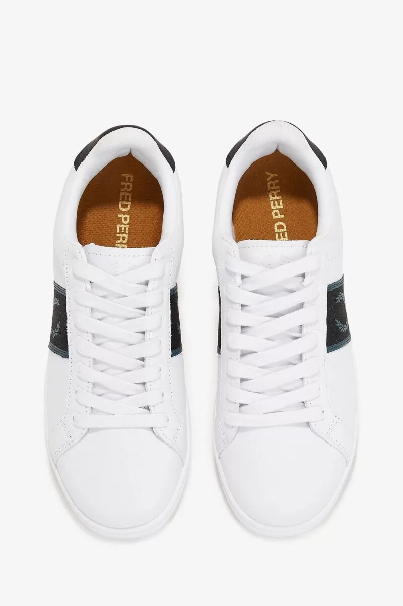 fred perry b721 herren-tennisschuhe weiß petrolblau