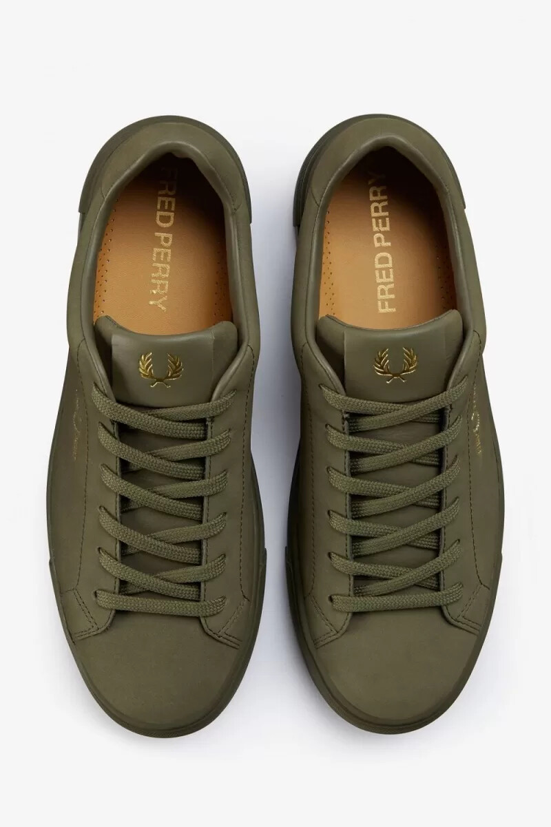 fred perry b71 herren-tennisschuhe uniform grüngold